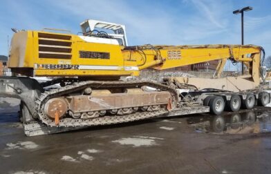 Liebherr Excavator Transport Using an RGN Lowboy